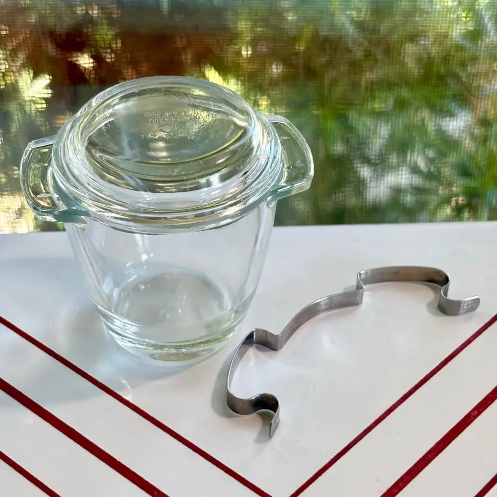 Vintage Sovirel France Glass Jar with Lid and Metal Clip